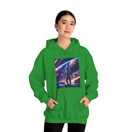 Cosmic Adventure Hooded Sweatshirt - Starry Night Graphic Unisex Sweatshirt