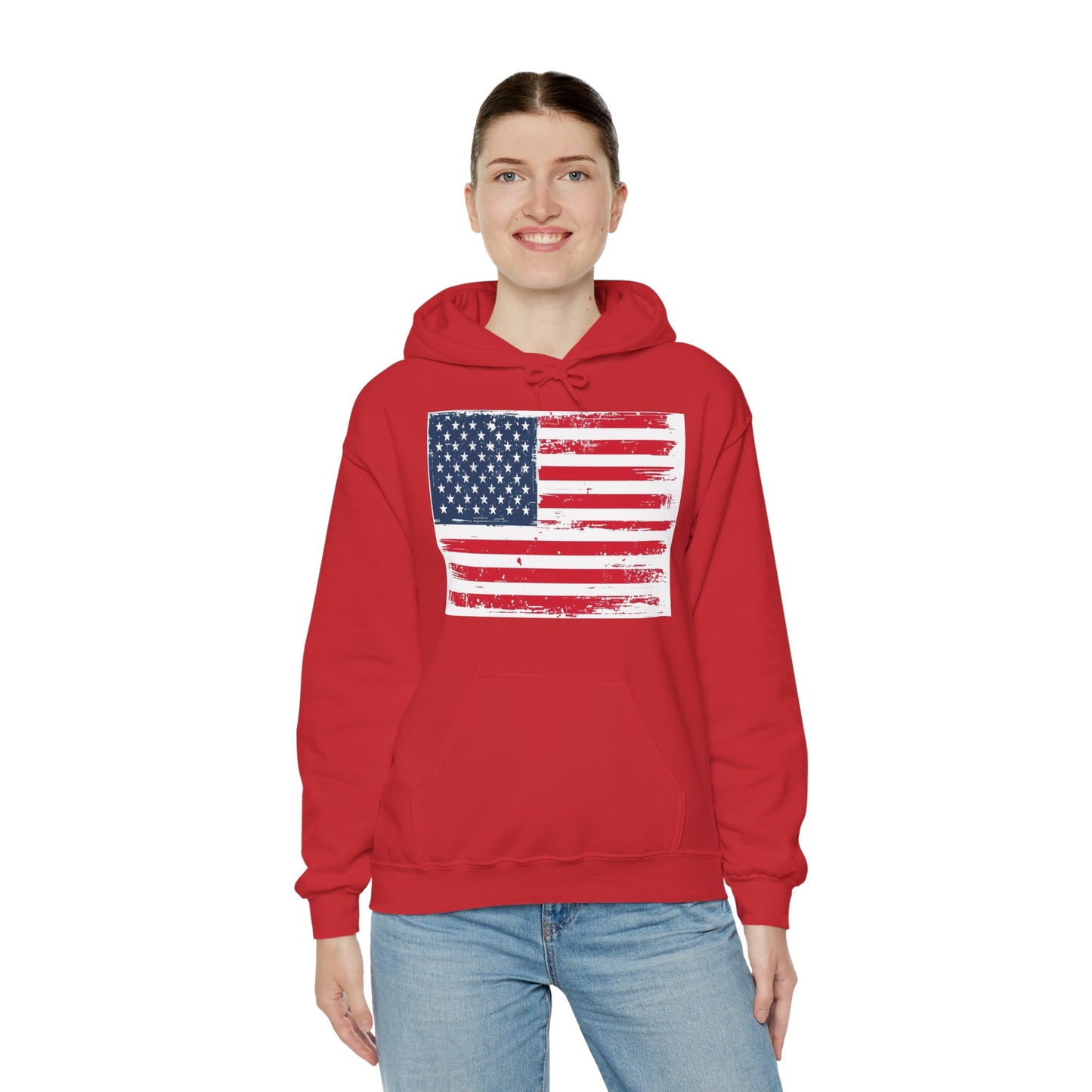 Vintage American Flag Hoodie, Unisex Sweatshirt for Independence Day, Patriotic Gift, Cozy Outerwear, 4th of July Celebration