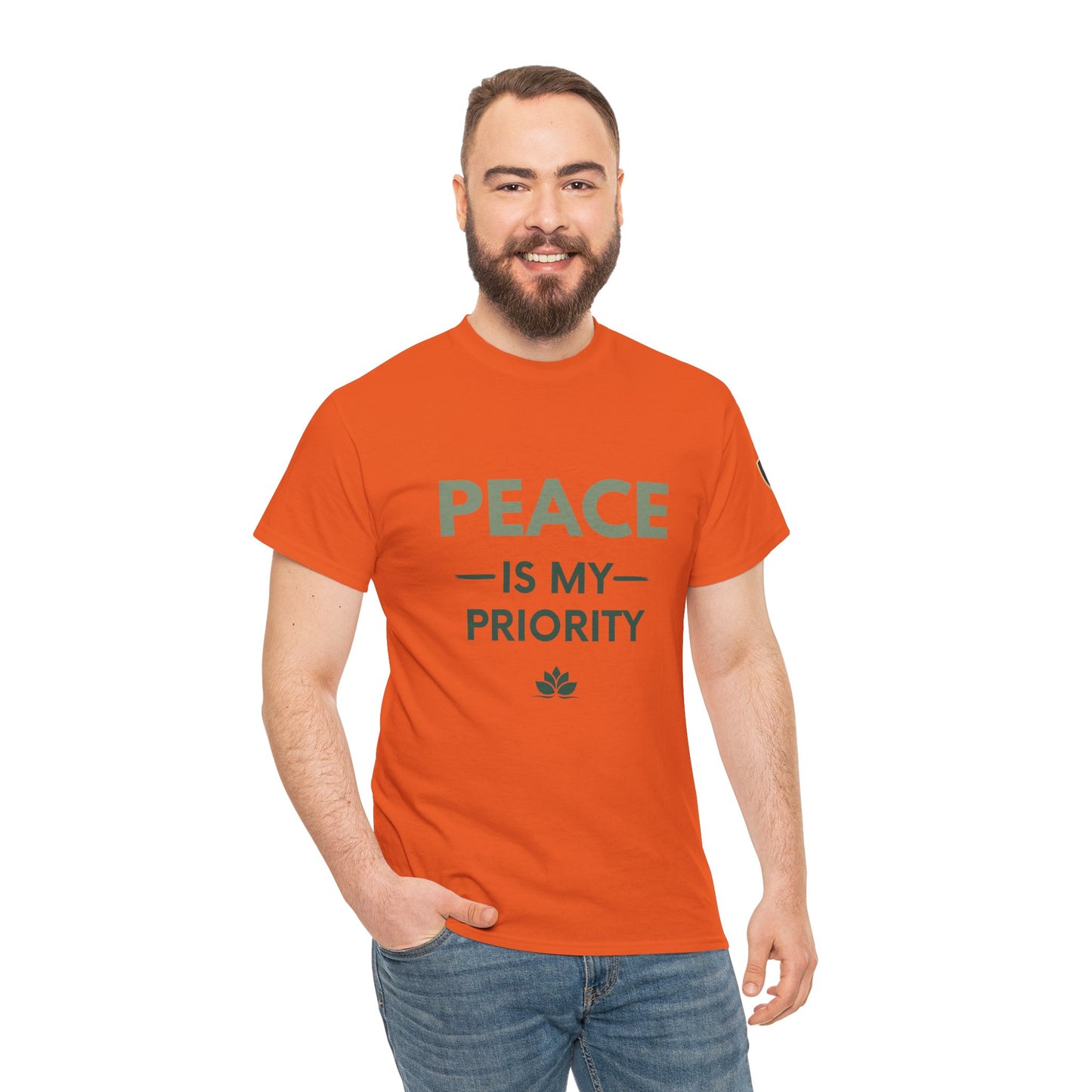 Peace is My Priority Unisex Heavy Cotton Tee, Relaxed Fit T-Shirt, Mindfulness Shirt, Gift for Meditation Lovers