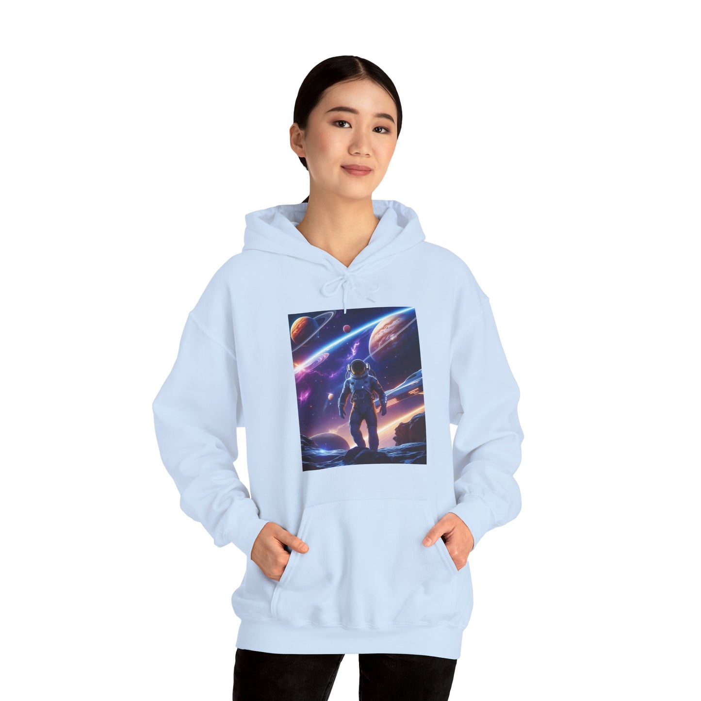 Cosmic Adventure Hooded Sweatshirt - Starry Night Graphic Unisex Sweatshirt
