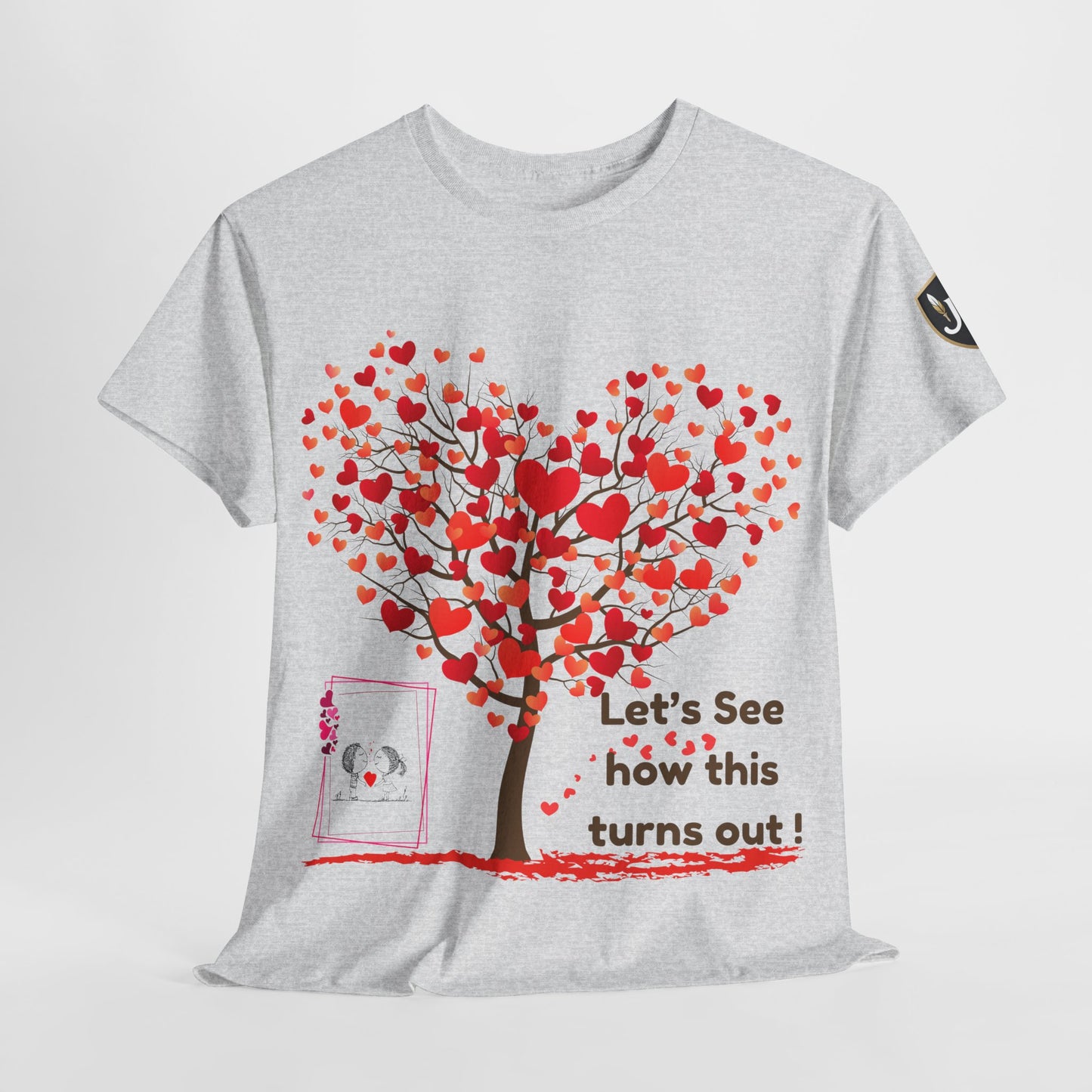 Heartfelt Unisex Heavy Cotton Tee - Perfect for Valentine's Day, Romantic Gifts, Heart Tree Design, Casual Wear, Everyday Comfort