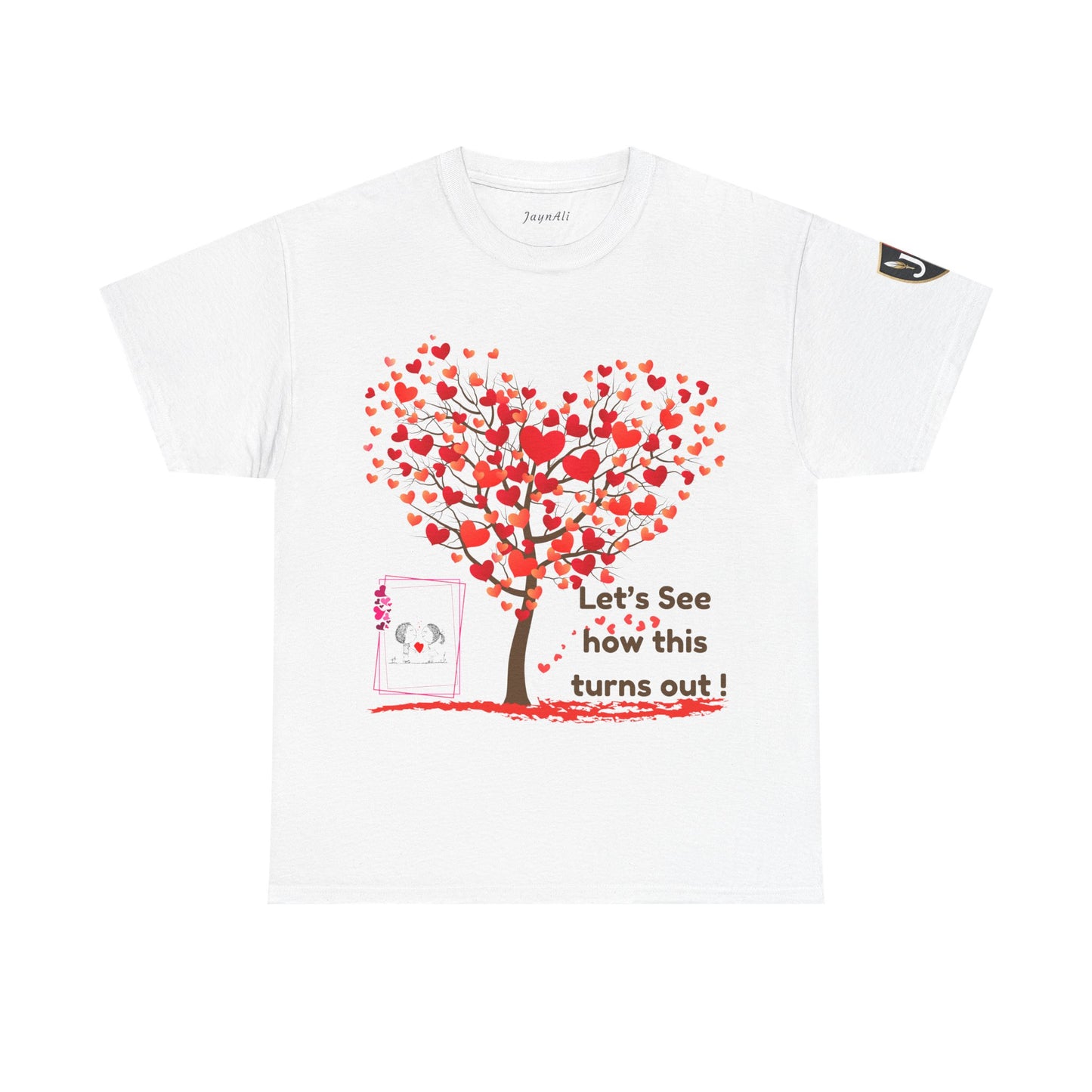 Heartfelt Unisex Heavy Cotton Tee - Perfect for Valentine's Day, Romantic Gifts, Heart Tree Design, Casual Wear, Everyday Comfort