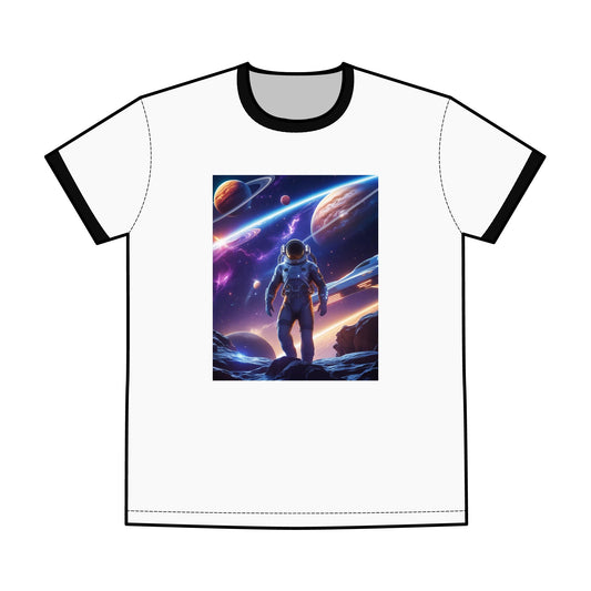 Ringer Tee, Cosmic Adventure Men's Astronaut Shirt, Space Lover Gift