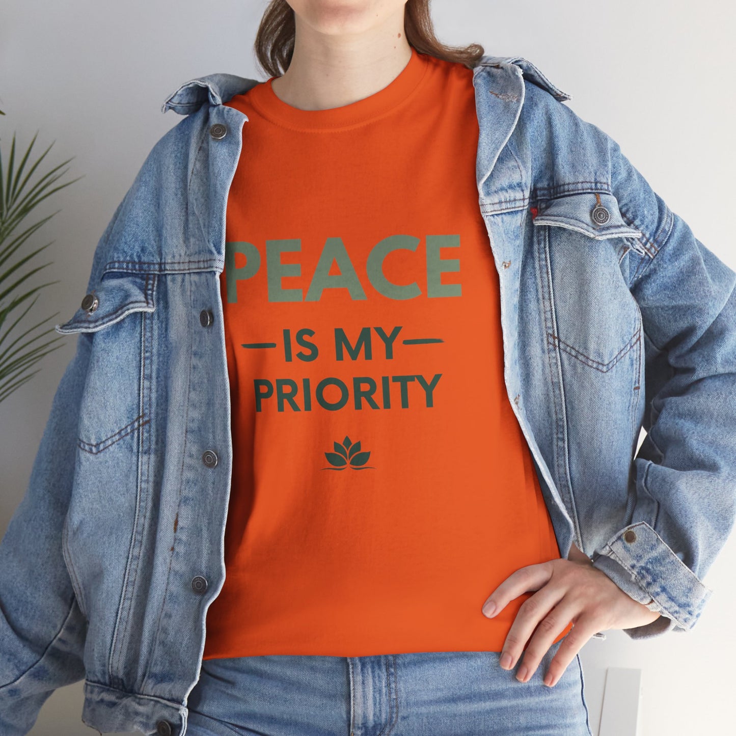 Peace is My Priority Unisex Heavy Cotton Tee, Relaxed Fit T-Shirt, Mindfulness Shirt, Gift for Meditation Lovers