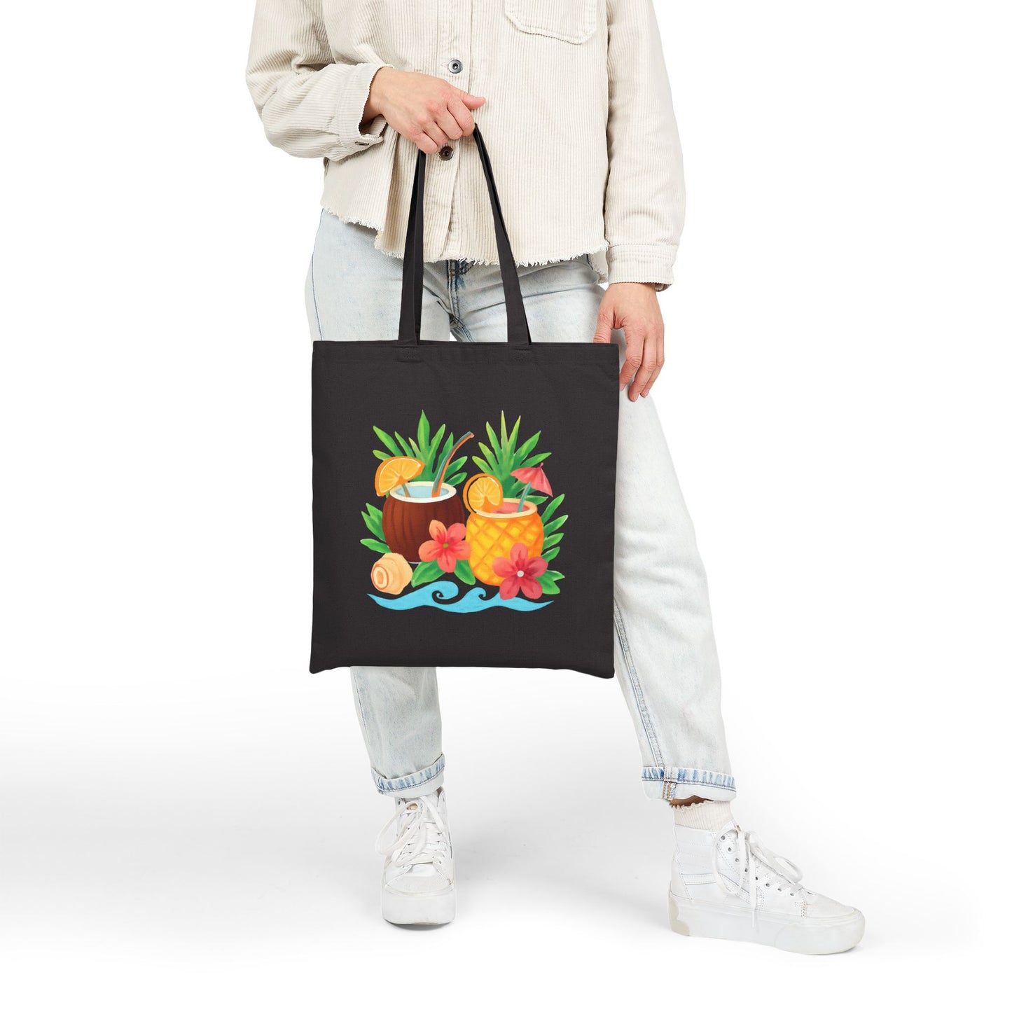 Tote Bag — Tropical Pineapple & Coconut Cocktail Canvas Tote