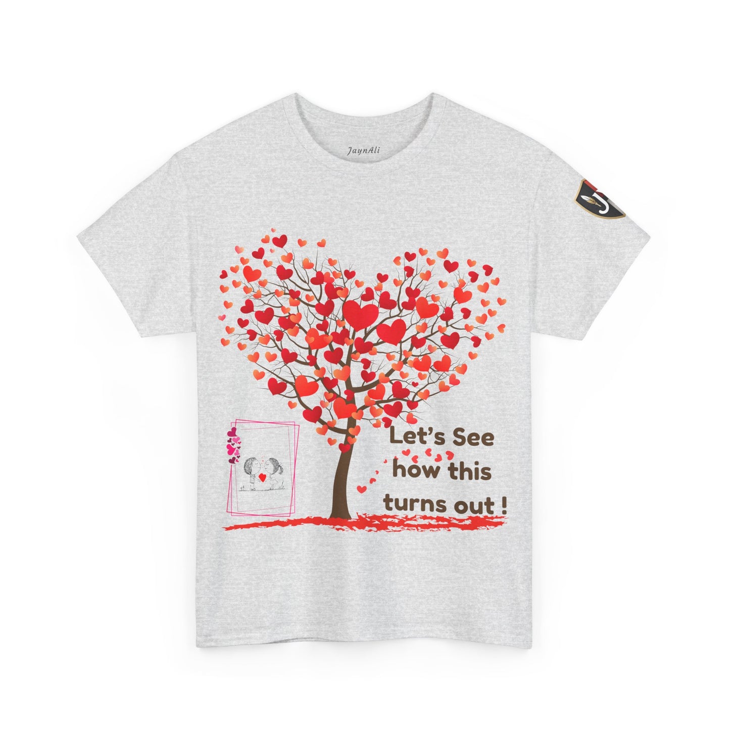Heartfelt Unisex Heavy Cotton Tee - Perfect for Valentine's Day, Romantic Gifts, Heart Tree Design, Casual Wear, Everyday Comfort