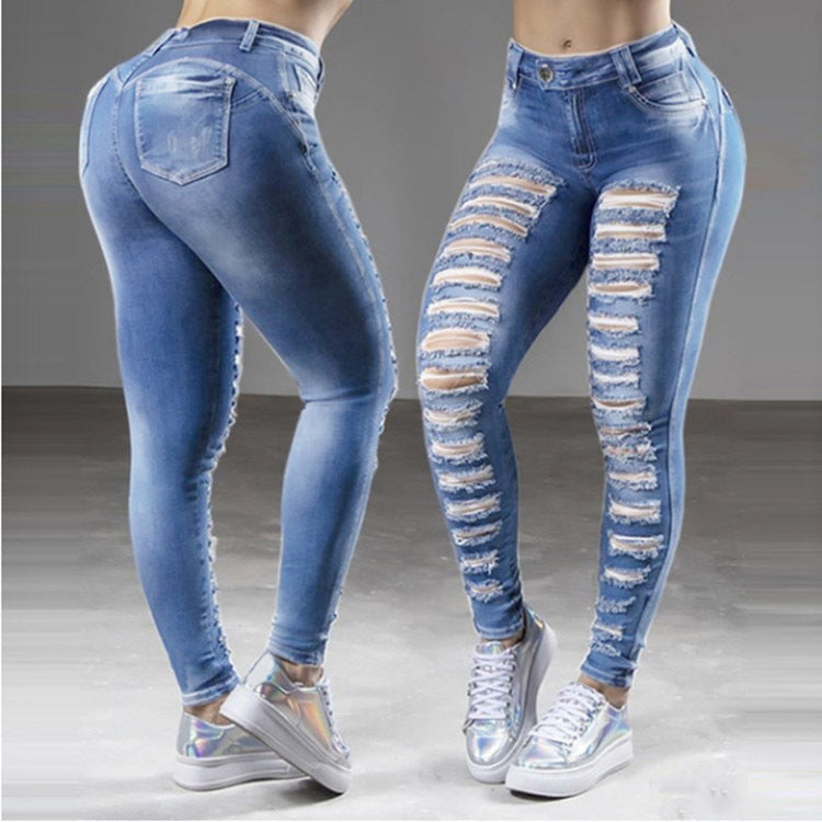 Women’s Dark High-Waist Street Denim Jeans