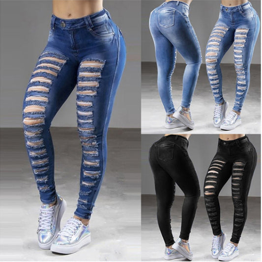 Women’s Dark High-Waist Street Denim Jeans