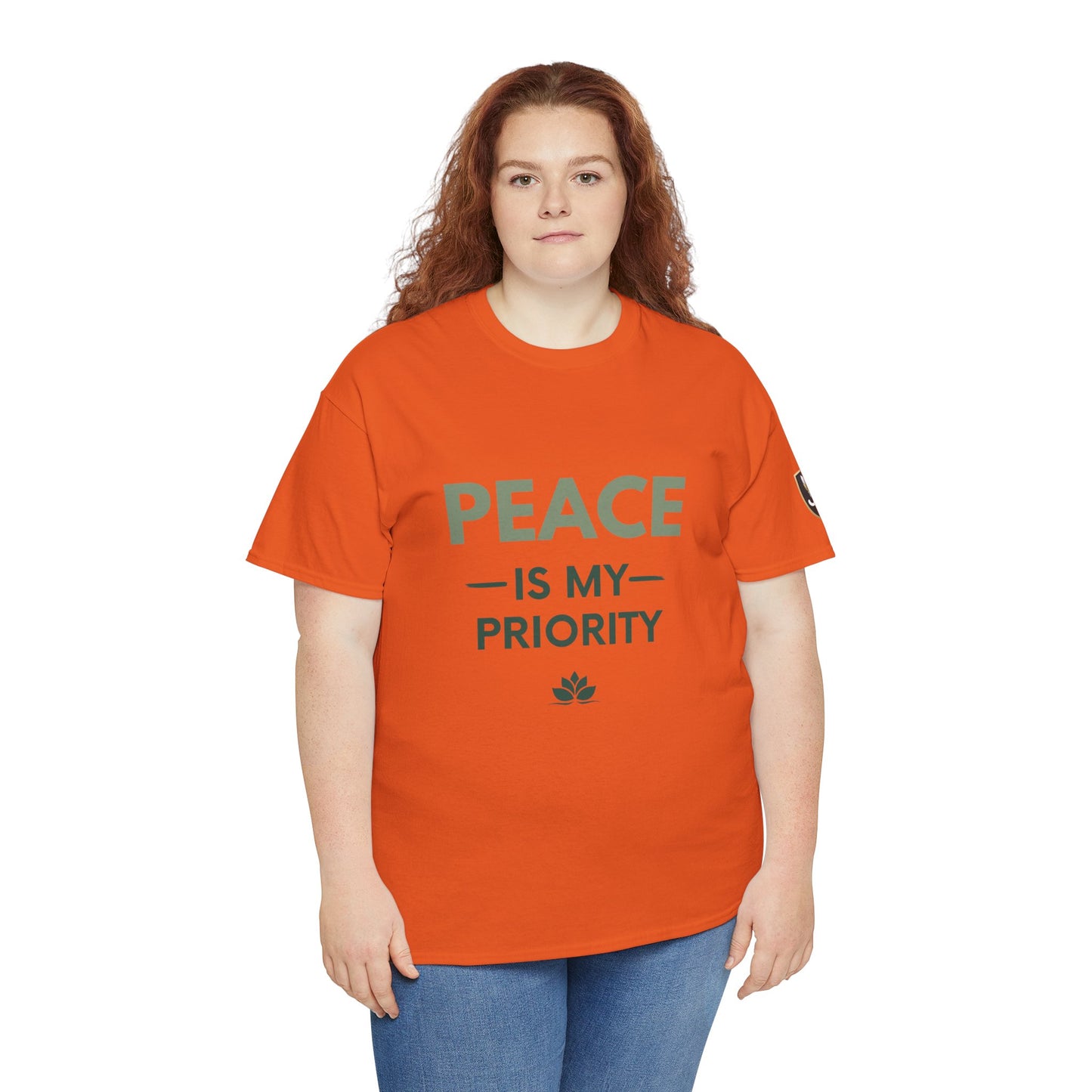Peace is My Priority Unisex Heavy Cotton Tee, Relaxed Fit T-Shirt, Mindfulness Shirt, Gift for Meditation Lovers