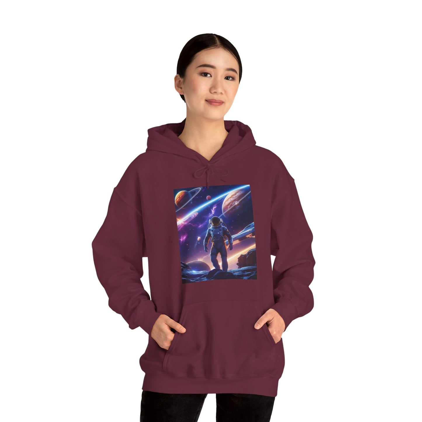 Cosmic Adventure Hooded Sweatshirt - Starry Night Graphic Unisex Sweatshirt