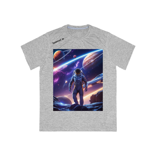Men's Astronaut Themed Sports T-shirt, Cosmic Workout Tee, Galaxy Training Shirt, Space Adventure Apparel, Unique Gym Top