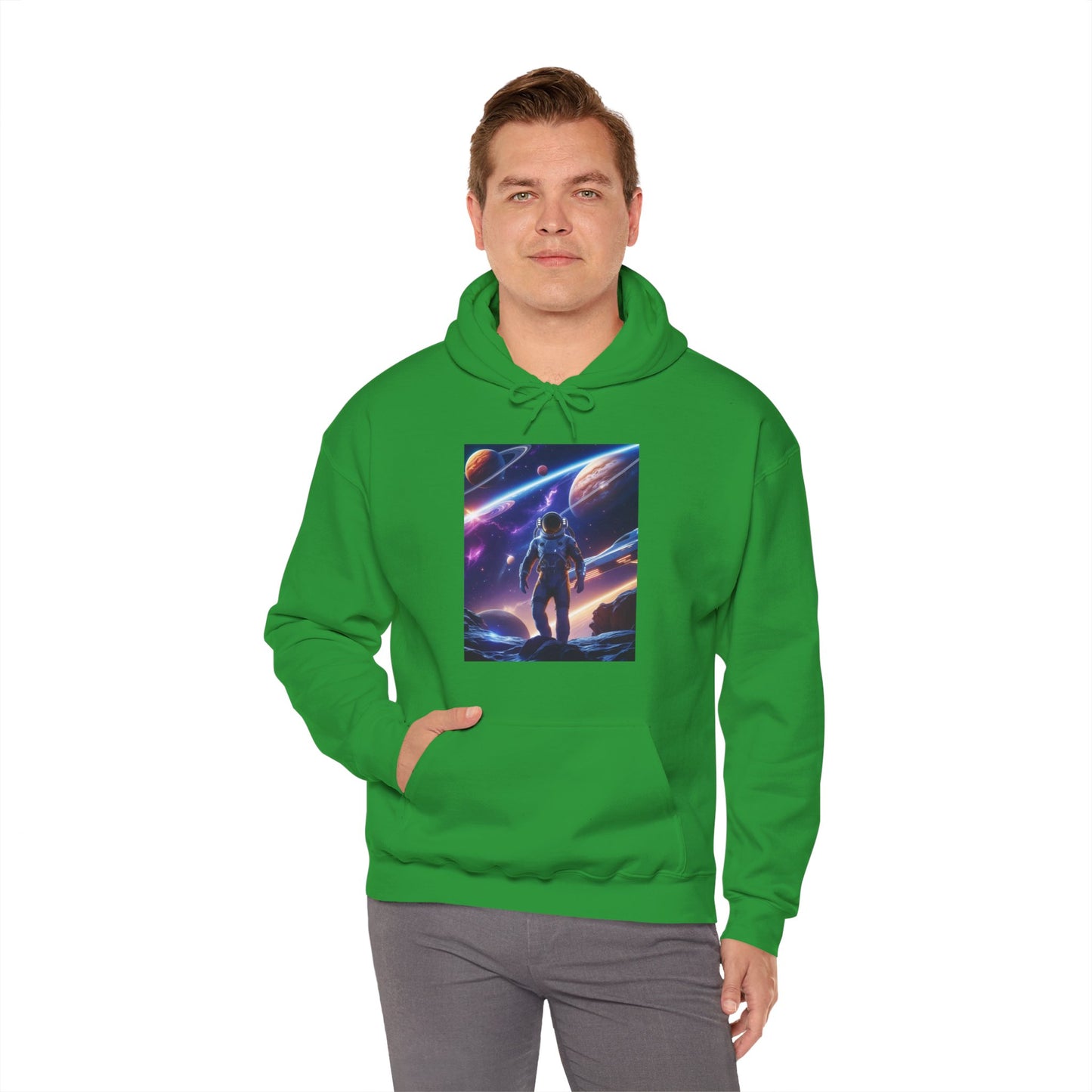 Cosmic Adventure Hooded Sweatshirt - Starry Night Graphic Unisex Sweatshirt