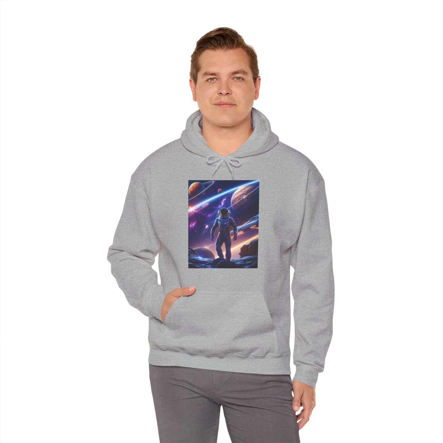 Cosmic Adventure Hooded Sweatshirt - Starry Night Graphic Unisex Sweatshirt