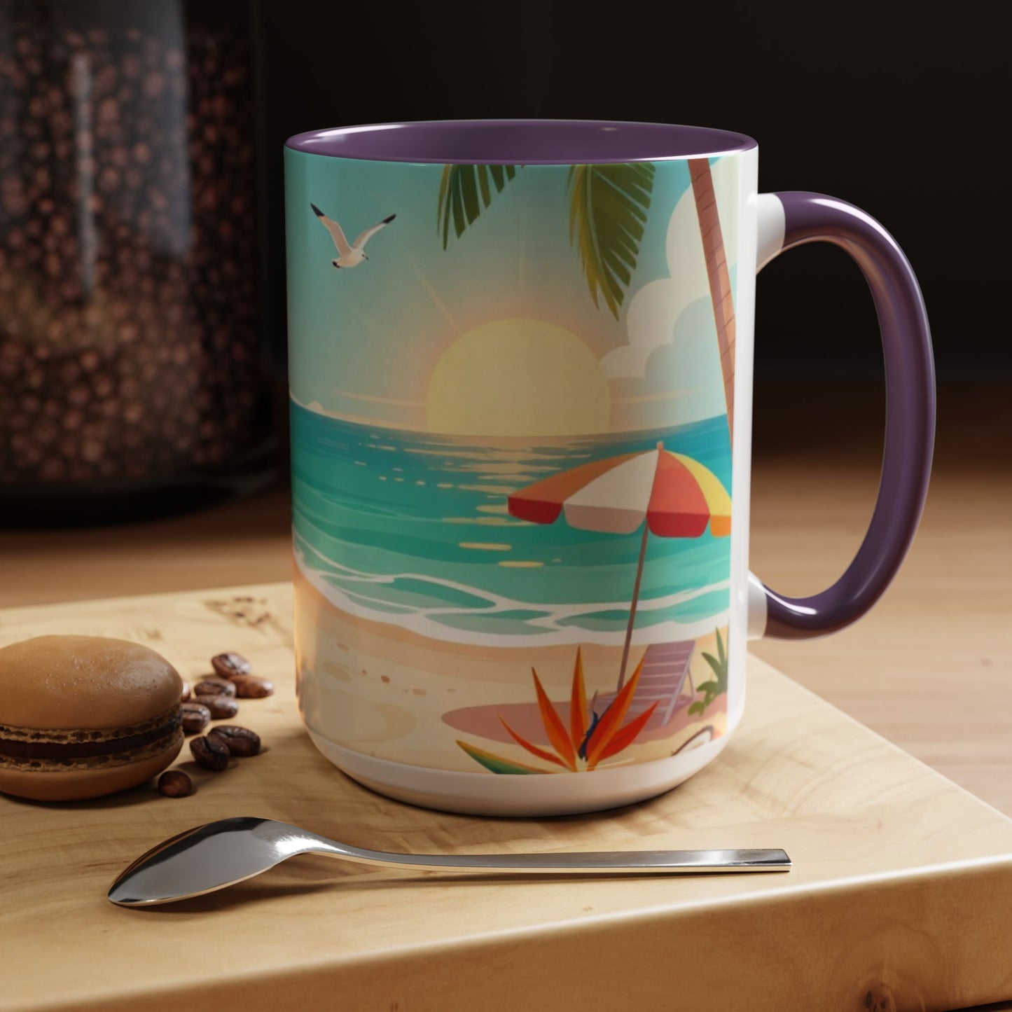 Beach Sunrise Coffee Mug — Tropical Ocean Scene Accent Mug (11/15oz)