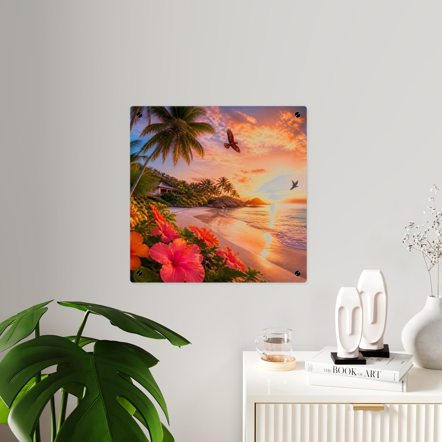 Tropical Beach Sunset Acrylic Wall Art Panel