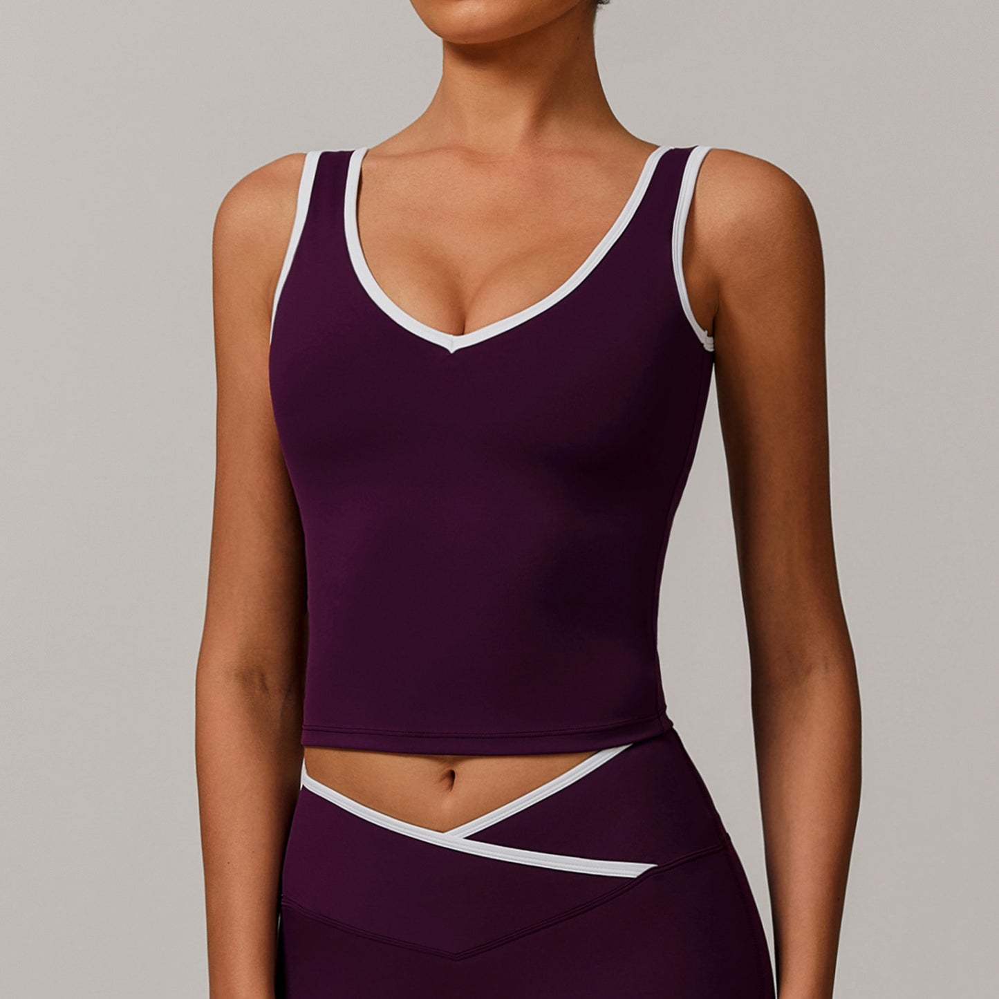 Tight Nude Feel Contrast Color Sports Vest Backless Yoga top