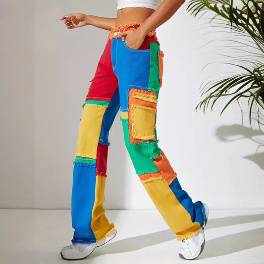 High Waist Loose Straight-Leg Denim Trousers for Women