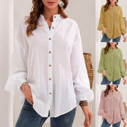 Women’s Cotton-Linen Long-Sleeve Cardigan Shirt – Lightweight & Stylish