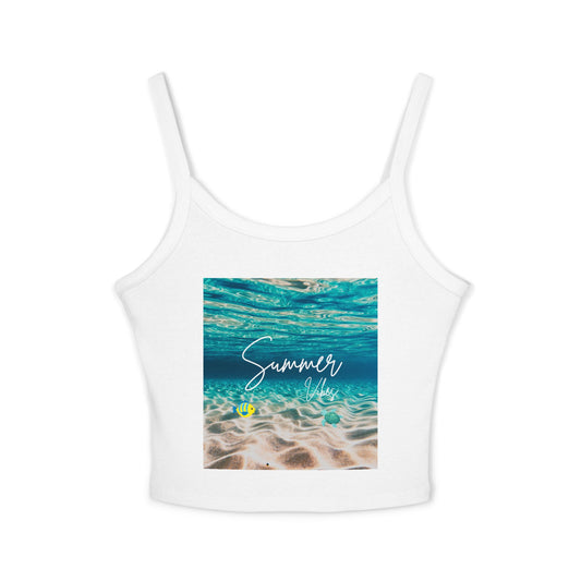 Summer Vibes Spaghetti Strap Tank Top - Beachwear, Vacation Outfit, Summer Fashion, Casual Top