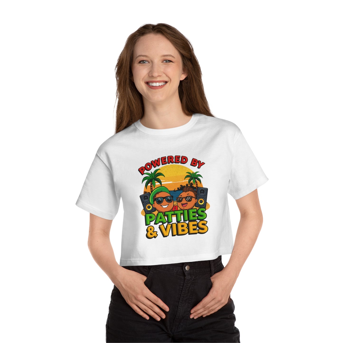 Powered by Patties and Vibes Cropped T-Shirt — Women's Champion Heritage Crop