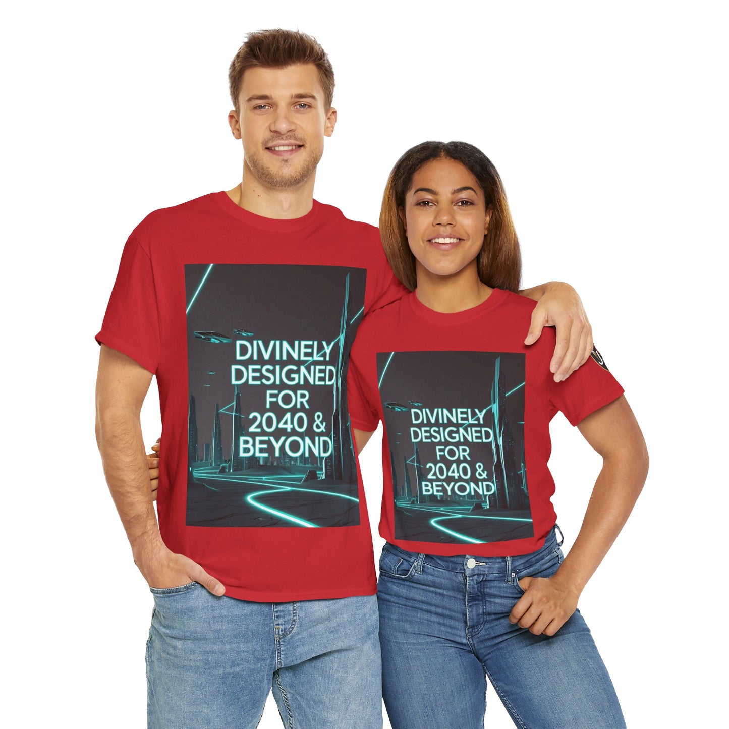 Futuristic Urban Tee for Tech Lovers - Unisex Heavy Cotton