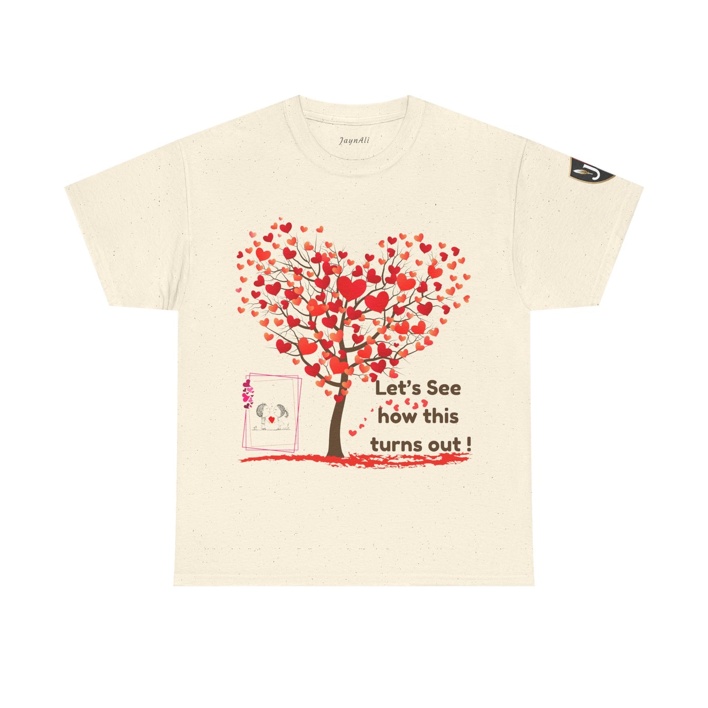 Heartfelt Unisex Heavy Cotton Tee - Perfect for Valentine's Day, Romantic Gifts, Heart Tree Design, Casual Wear, Everyday Comfort