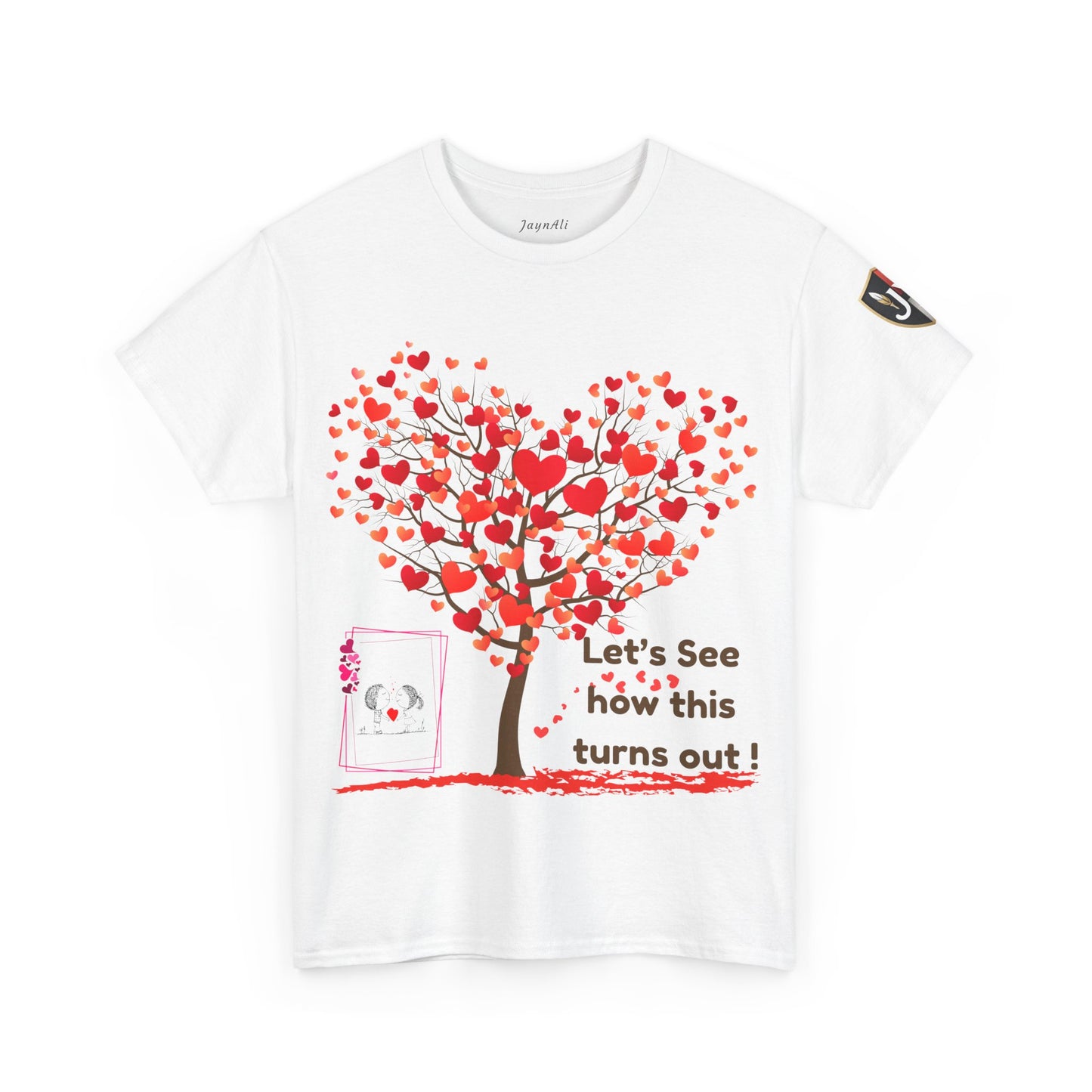 Heartfelt Unisex Heavy Cotton Tee - Perfect for Valentine's Day, Romantic Gifts, Heart Tree Design, Casual Wear, Everyday Comfort