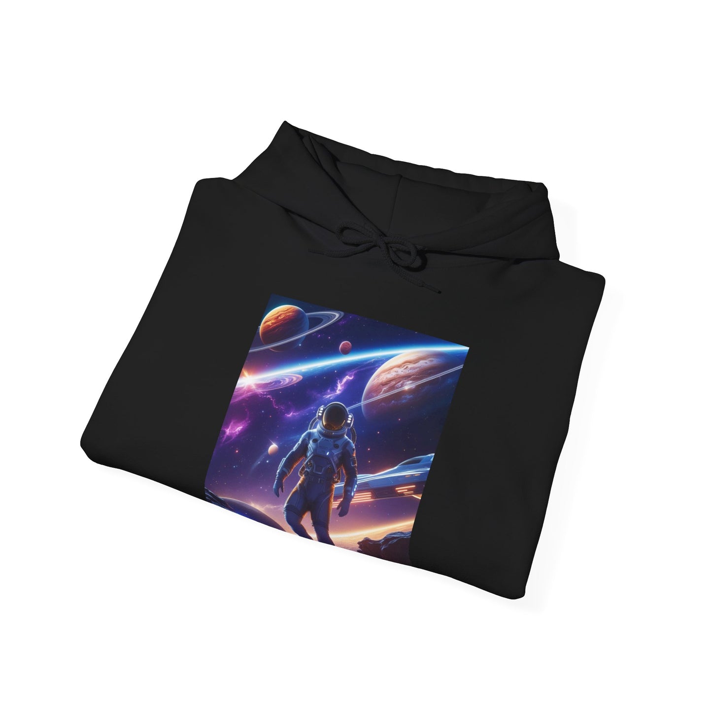 Cosmic Adventure Hooded Sweatshirt - Starry Night Graphic Unisex Sweatshirt