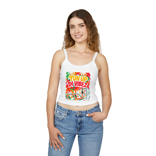 Tun Up Di Vibes Crop Tank Top — Women's Spaghetti Strap Summer Tank