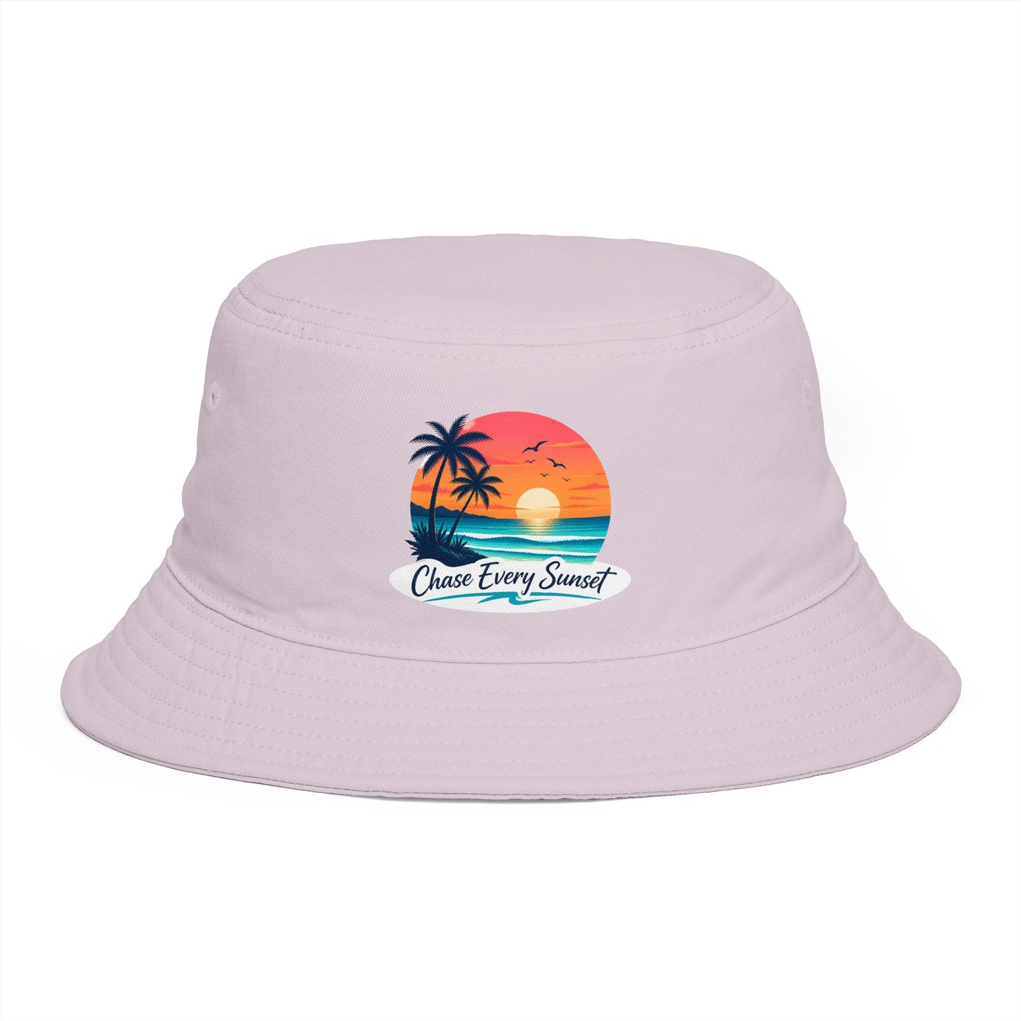 Chase Every Sunset Bucket Hat — Retro Tropical Beach Sun Hat
