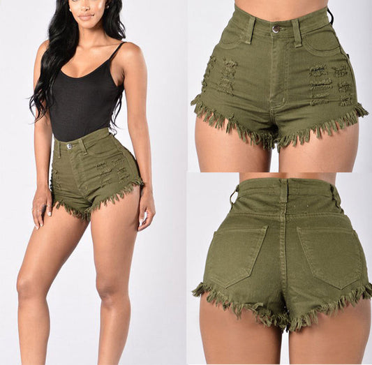 Stretch Sexy Frayed Denim Shorts Women's Hot Pants