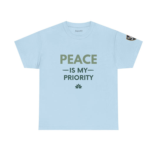 Peace is My Priority Unisex Heavy Cotton Tee, Relaxed Fit T-Shirt, Mindfulness Shirt, Gift for Meditation Lovers