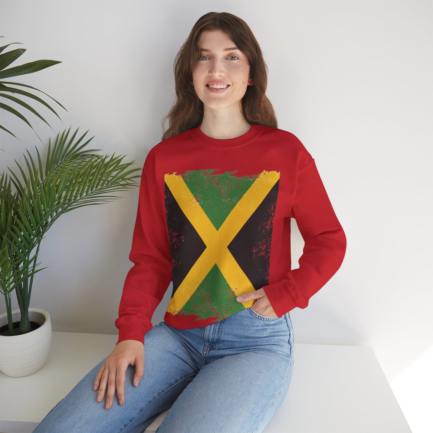 Jamaican Flag Crewneck Sweatshirt, Unisex Sweatshirt, Casual Wear, Gift for Him or Her, Travel Apparel, Cultural Celebration