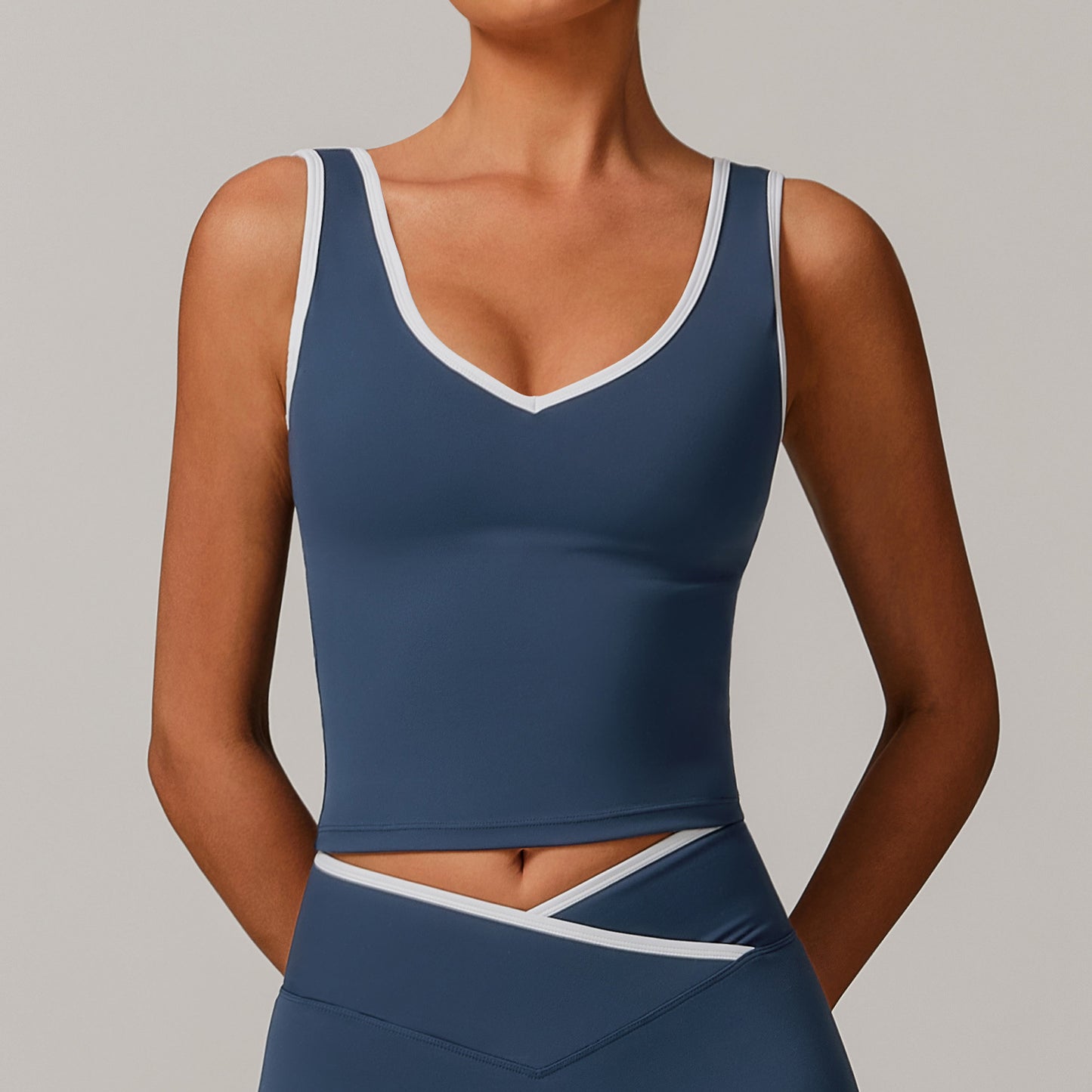 Tight Nude Feel Contrast Color Sports Vest Backless Yoga top