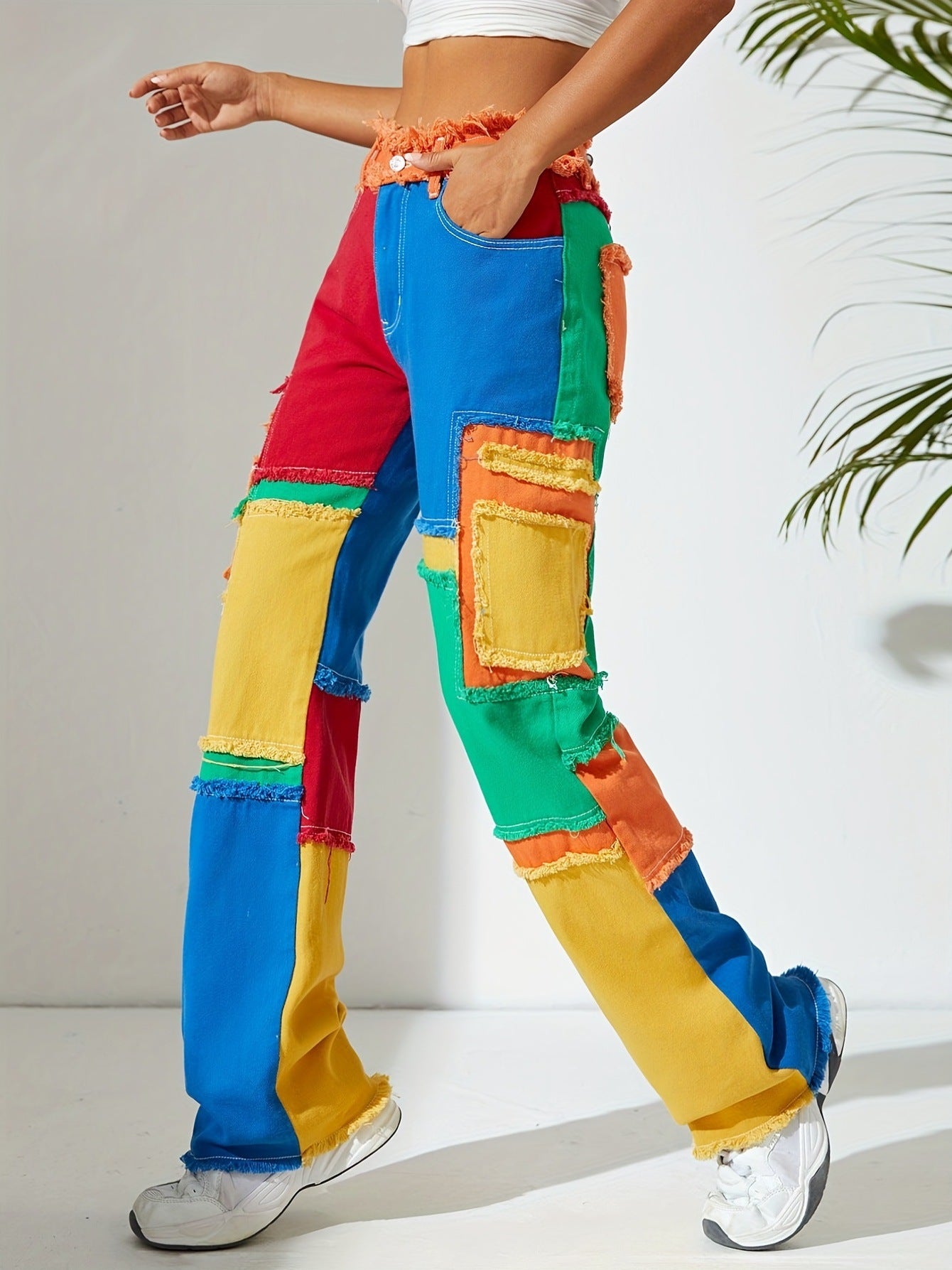 High Waist Loose Straight-Leg Denim Trousers for Women