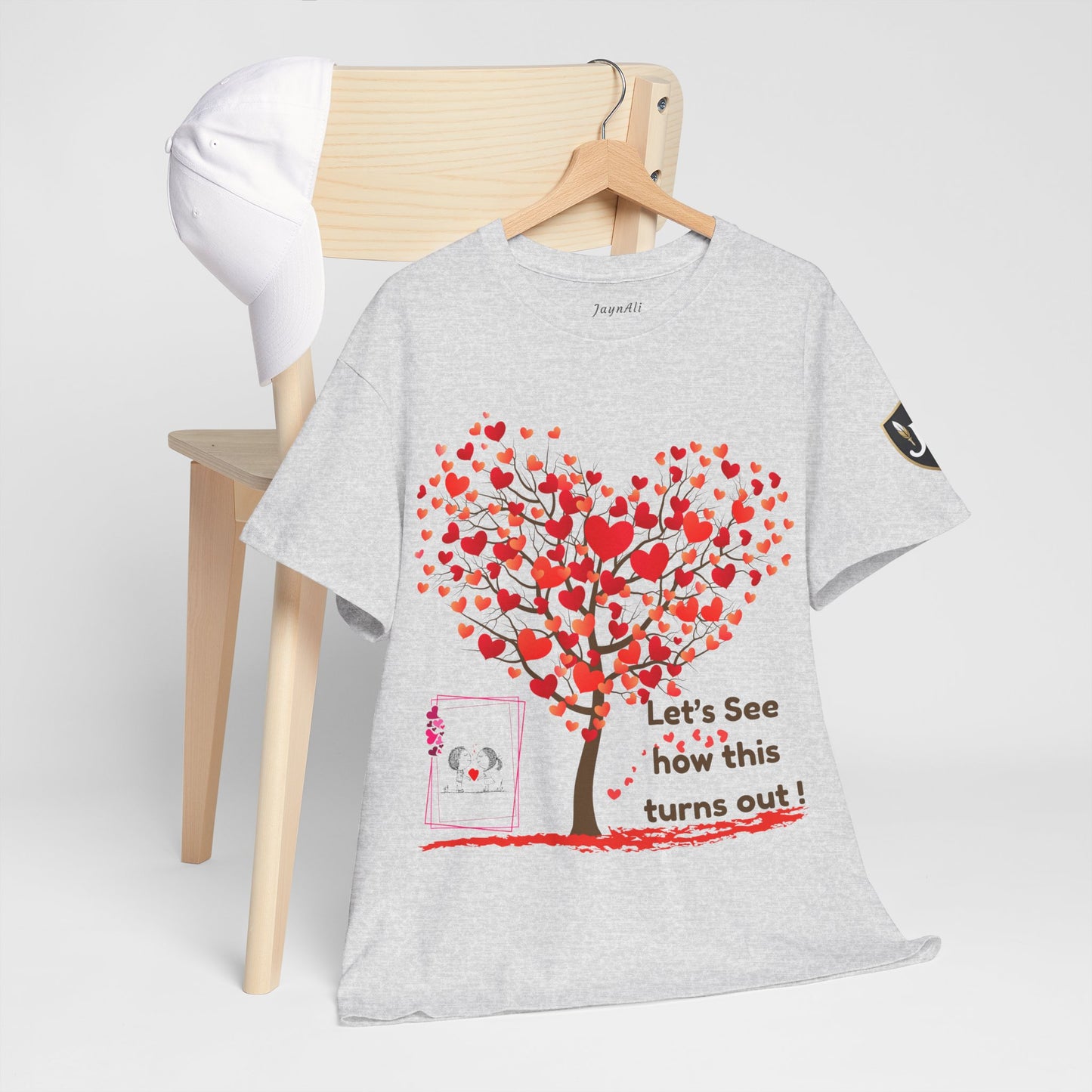 Heartfelt Unisex Heavy Cotton Tee - Perfect for Valentine's Day, Romantic Gifts, Heart Tree Design, Casual Wear, Everyday Comfort