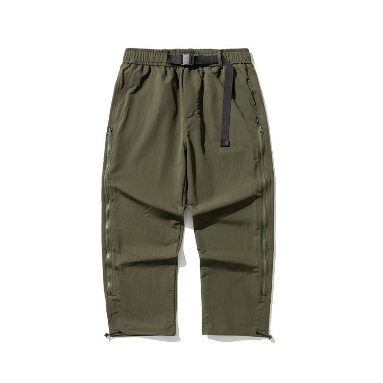 Tapered Fit Men’s Casual Pants – Printed, Zipper Detail, Loose Style