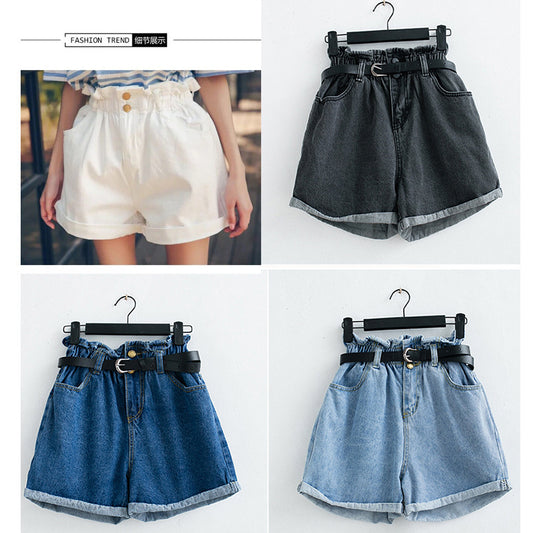 Elastic Waist Denim Shorts