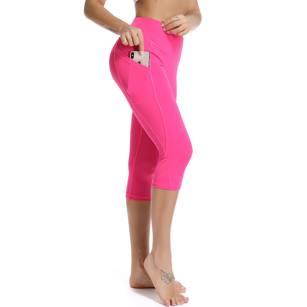 Women's 3/4 High-Waist Sport Capris – Fitness Leggings with Pockets