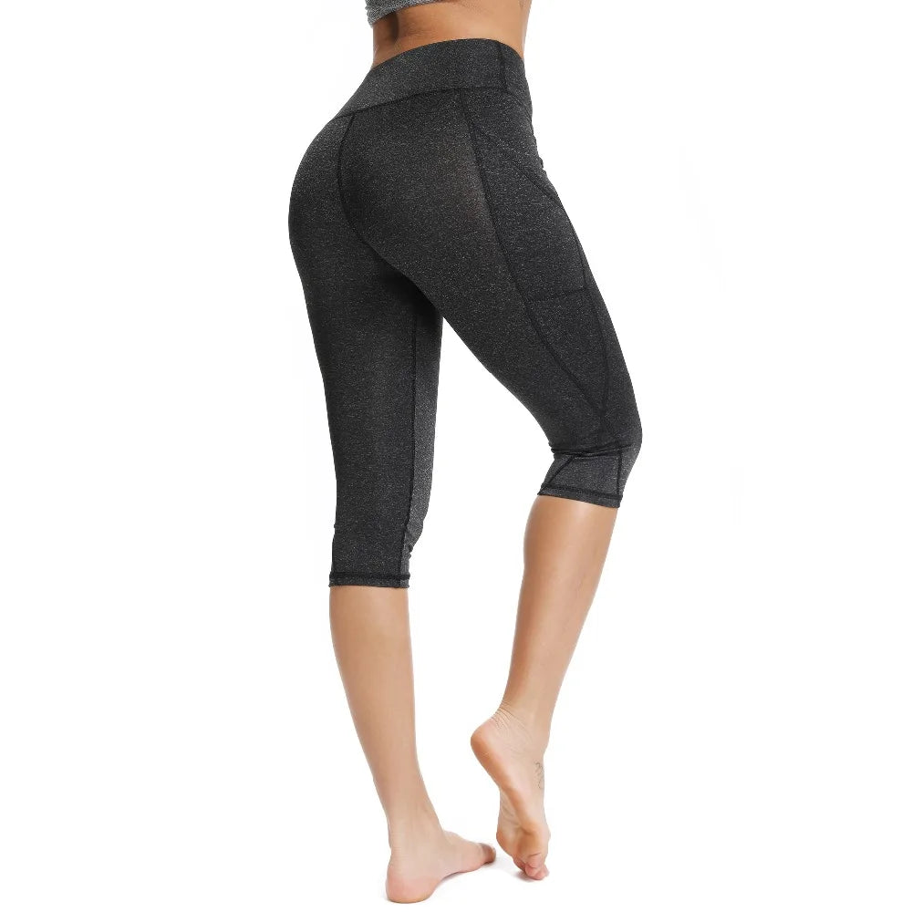 Women's 3/4 High-Waist Sport Capris – Fitness Leggings with Pockets