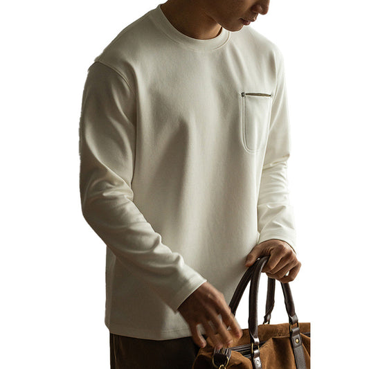 Men’s Contrast Pocket Pullover – Long Sleeve Spring Layer