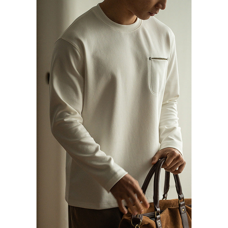 Men’s Contrast Pocket Pullover – Long Sleeve Spring Layer