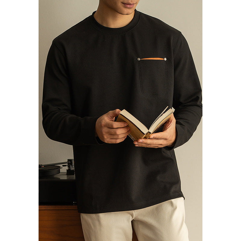 Men’s Contrast Pocket Pullover – Long Sleeve Spring Layer