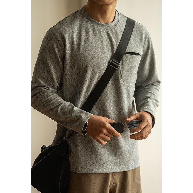 Men’s Contrast Pocket Pullover – Long Sleeve Spring Layer