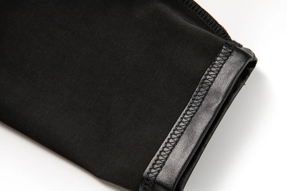 PU Leather High-Waist Skinny Leggings – Black, Push-Up Fit with Pockets