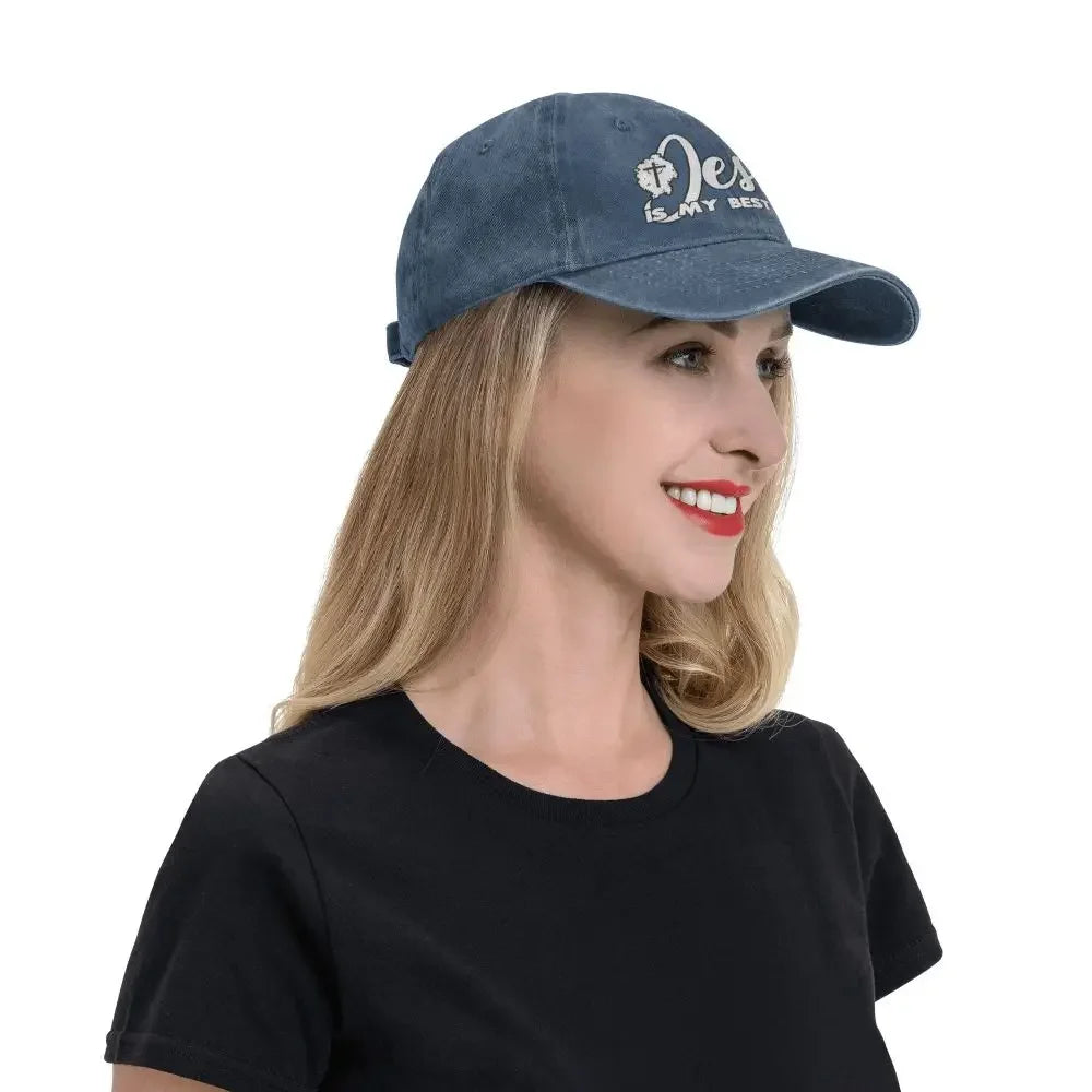 Jesus Is My Best Friend Classic Denim Christian Baseball Cap