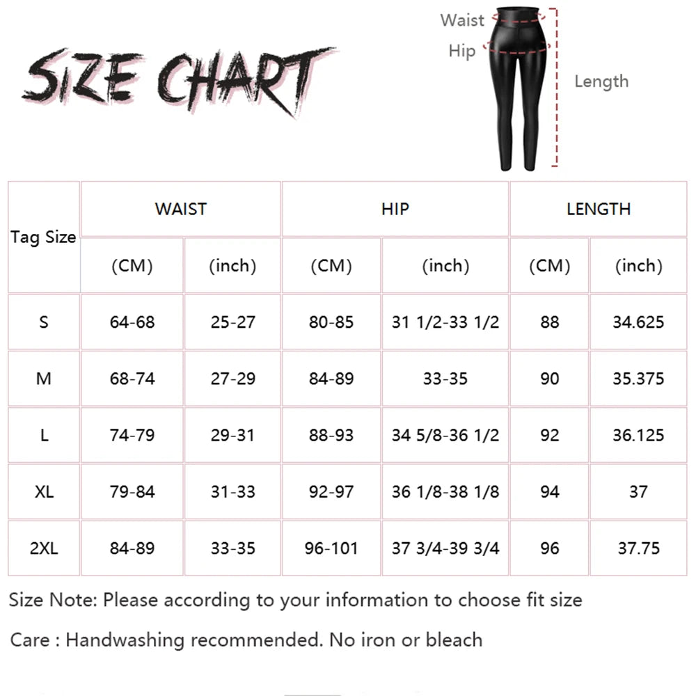 PU Leather High-Waist Skinny Leggings – Black, Push-Up Fit with Pockets