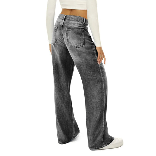 Vintage Irregular High Waist Wide Leg Jeans – Baggy Slimming Streetwear for Women