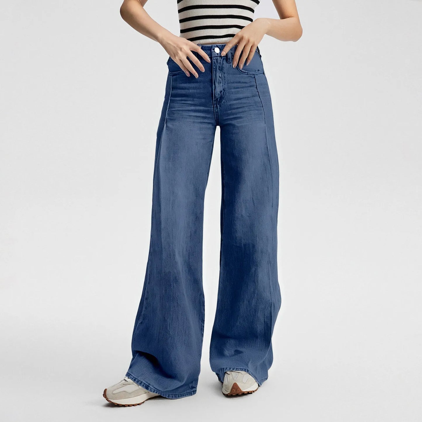 Vintage Irregular High Waist Wide Leg Jeans – Baggy Slimming Streetwear for Women