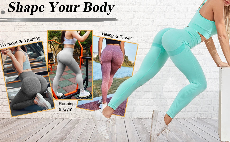 Gradient High-Waist Push-Up Fitness Leggings – Women’s Stretch Workout Tights